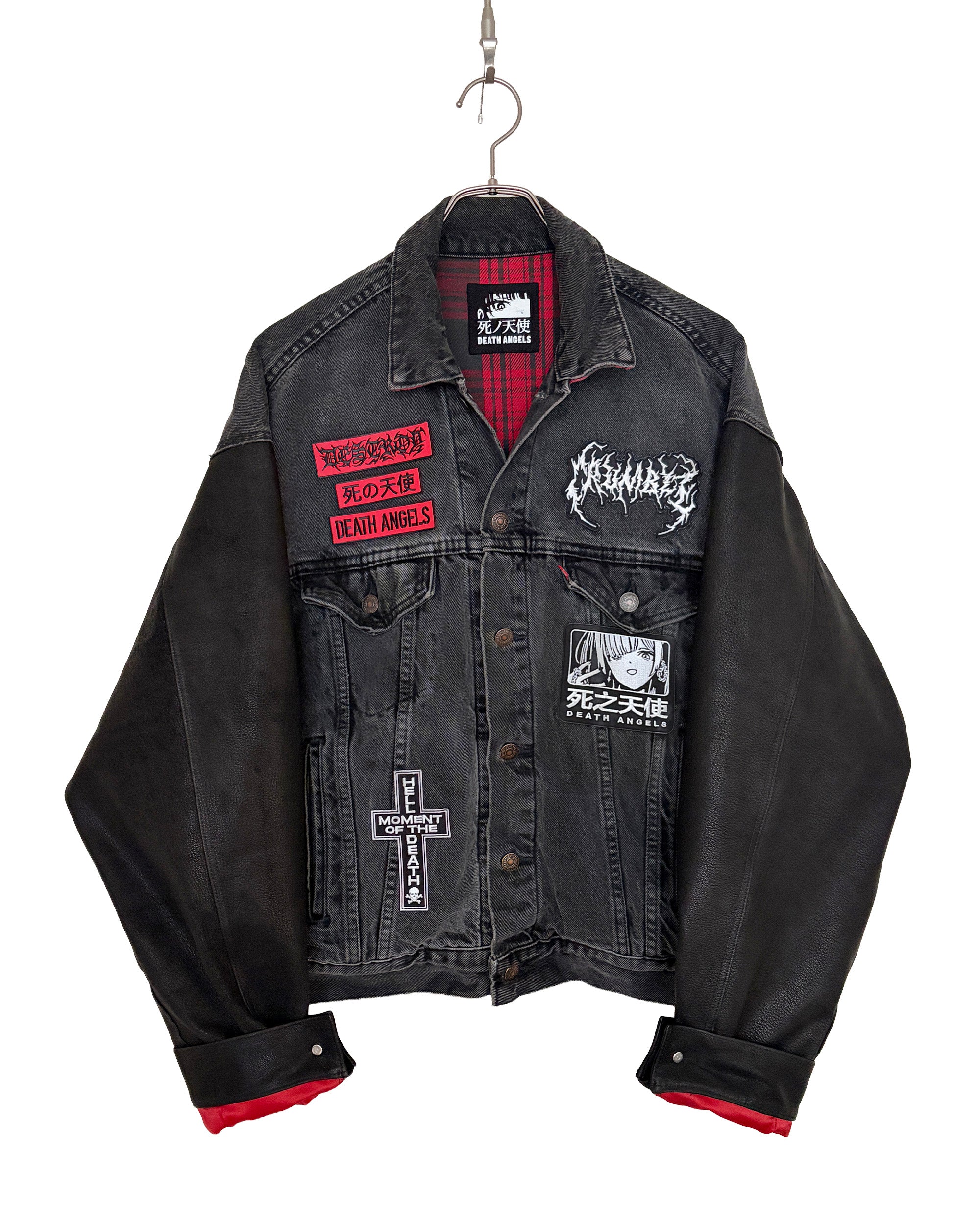 LEATHER MIX REMAKE DENIM JACKET [No.2] – DEATH ANGELS