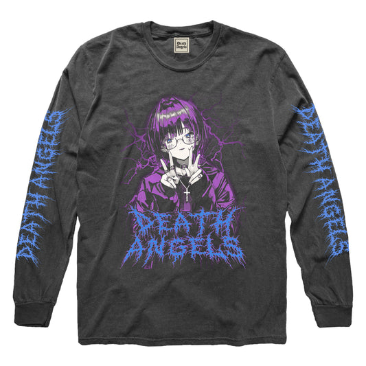 DEATH THUNDER GIRL LS vintage-like tee