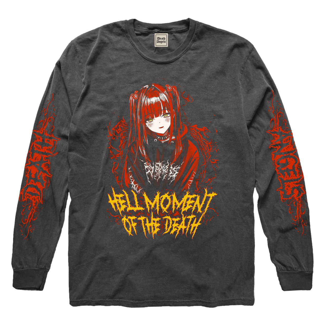 HELL FLAME GIRL LS vintage-like tee