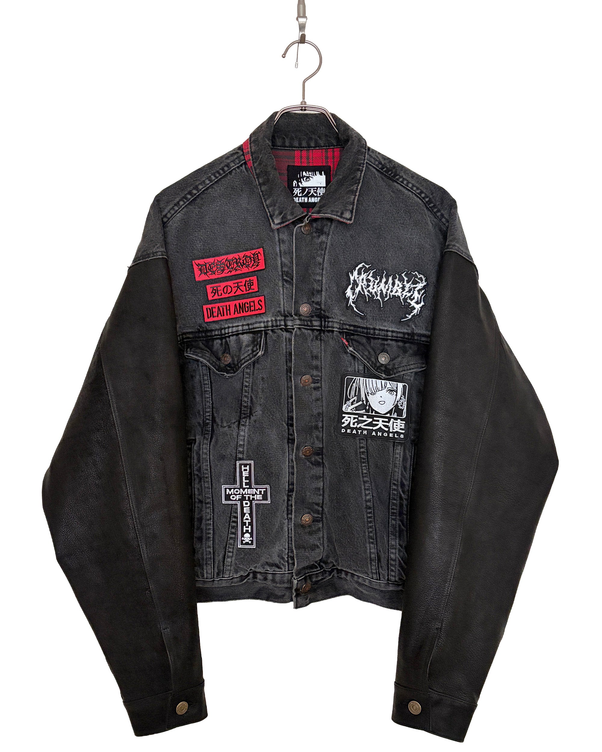 LEATHER MIX REMAKE DENIM JACKET [No.2] – DEATH ANGELS