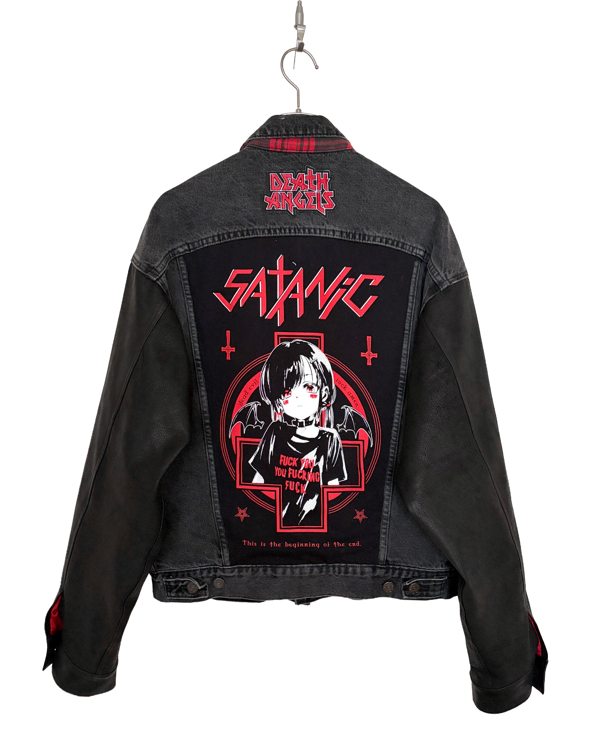 LEATHER MIX REMAKE DENIM JACKET [No.2] – DEATH ANGELS