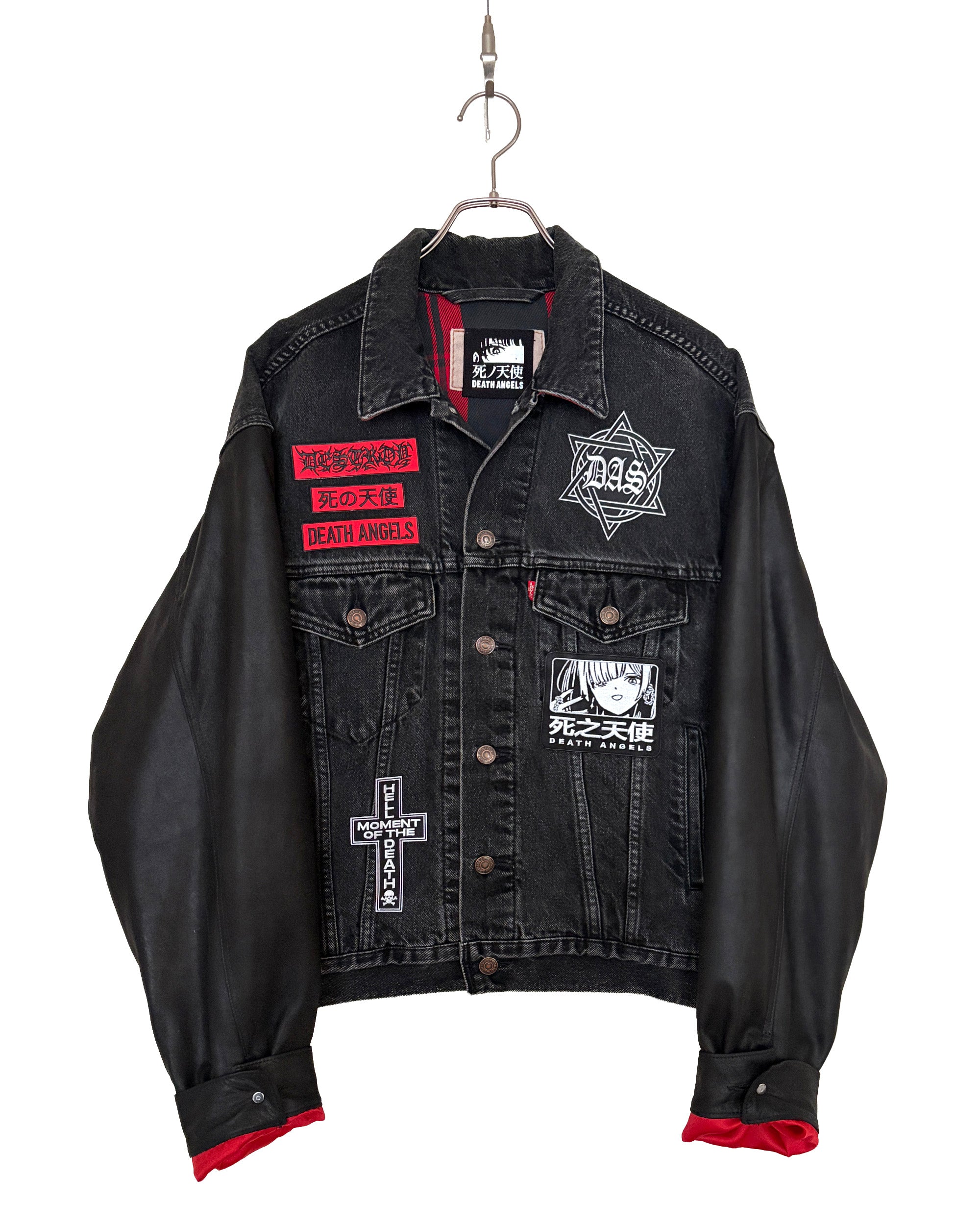 LEATHER MIX REMAKE DENIM JACKET [No.1] – DEATH ANGELS