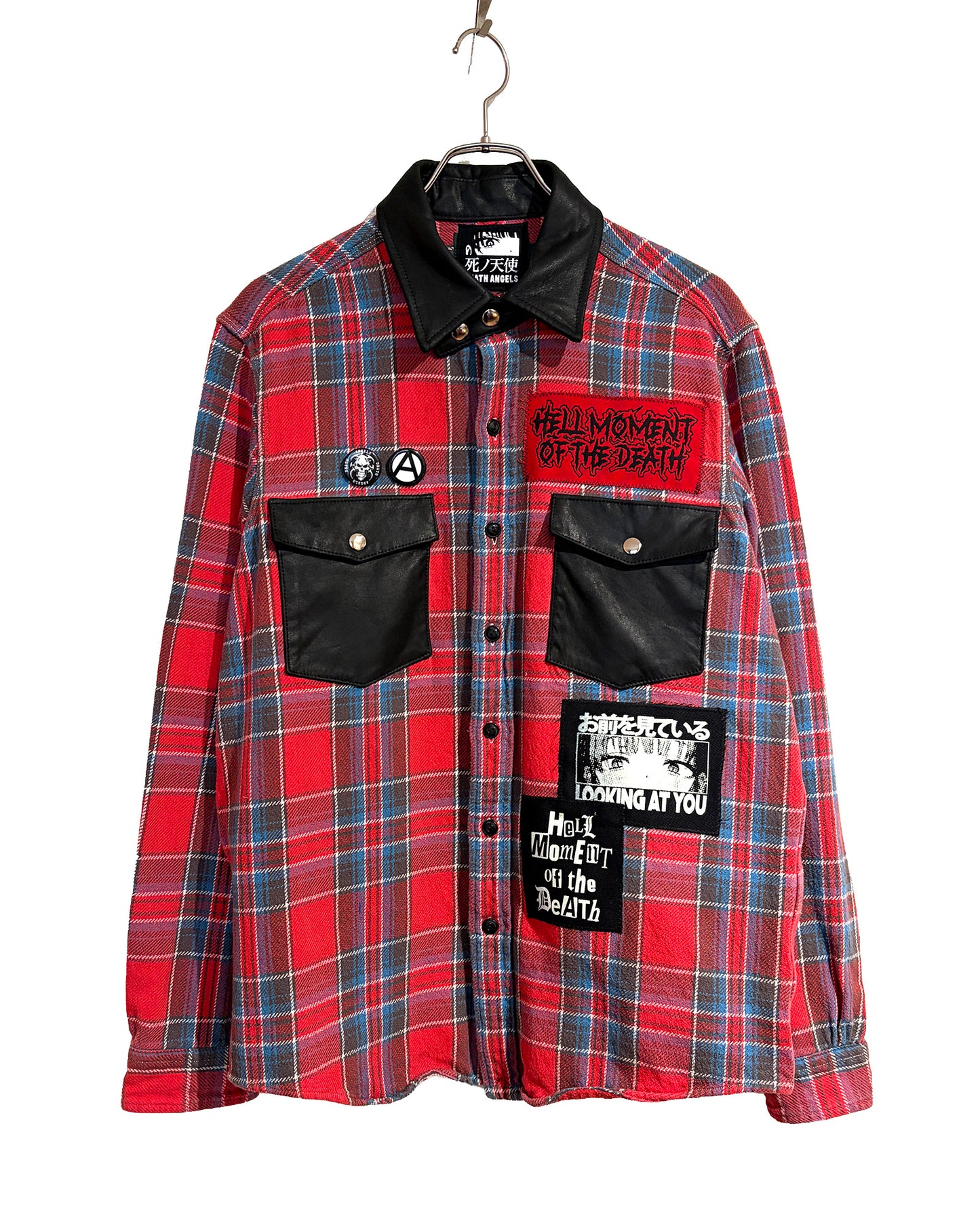 LEATHER MIX REMAKE CHECK NEL SHIRTS [No.1]