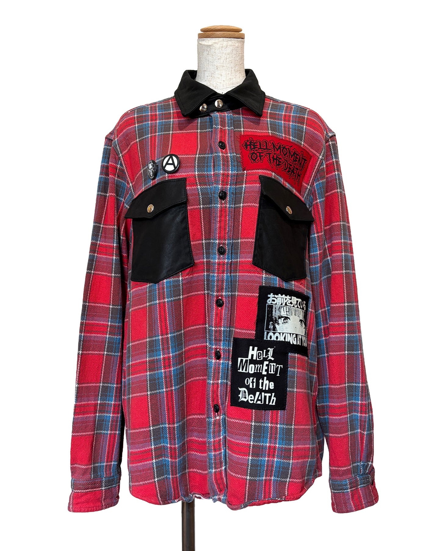 LEATHER MIX REMAKE CHECK NEL SHIRTS [No.1]