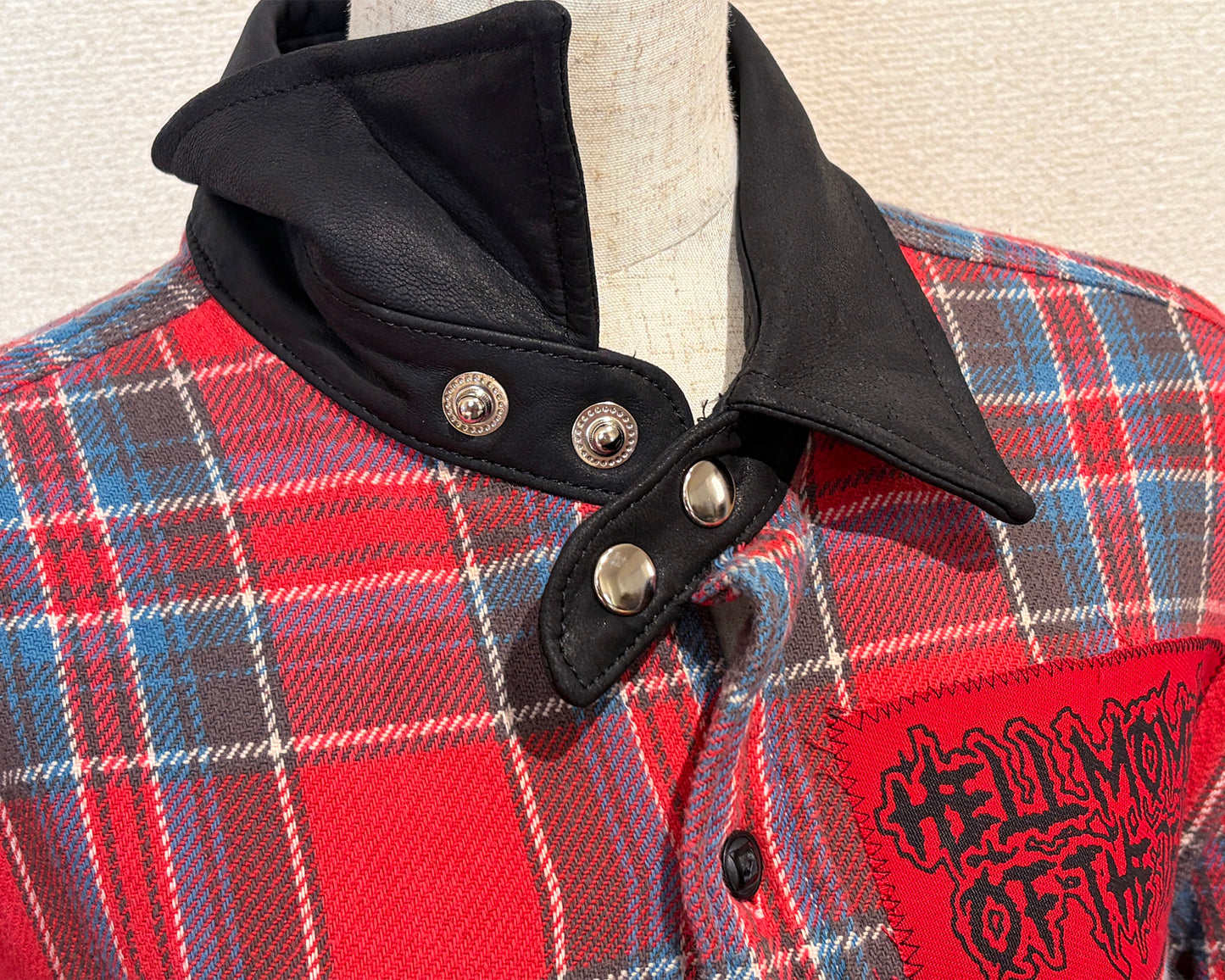 LEATHER MIX REMAKE CHECK NEL SHIRTS [No.1]