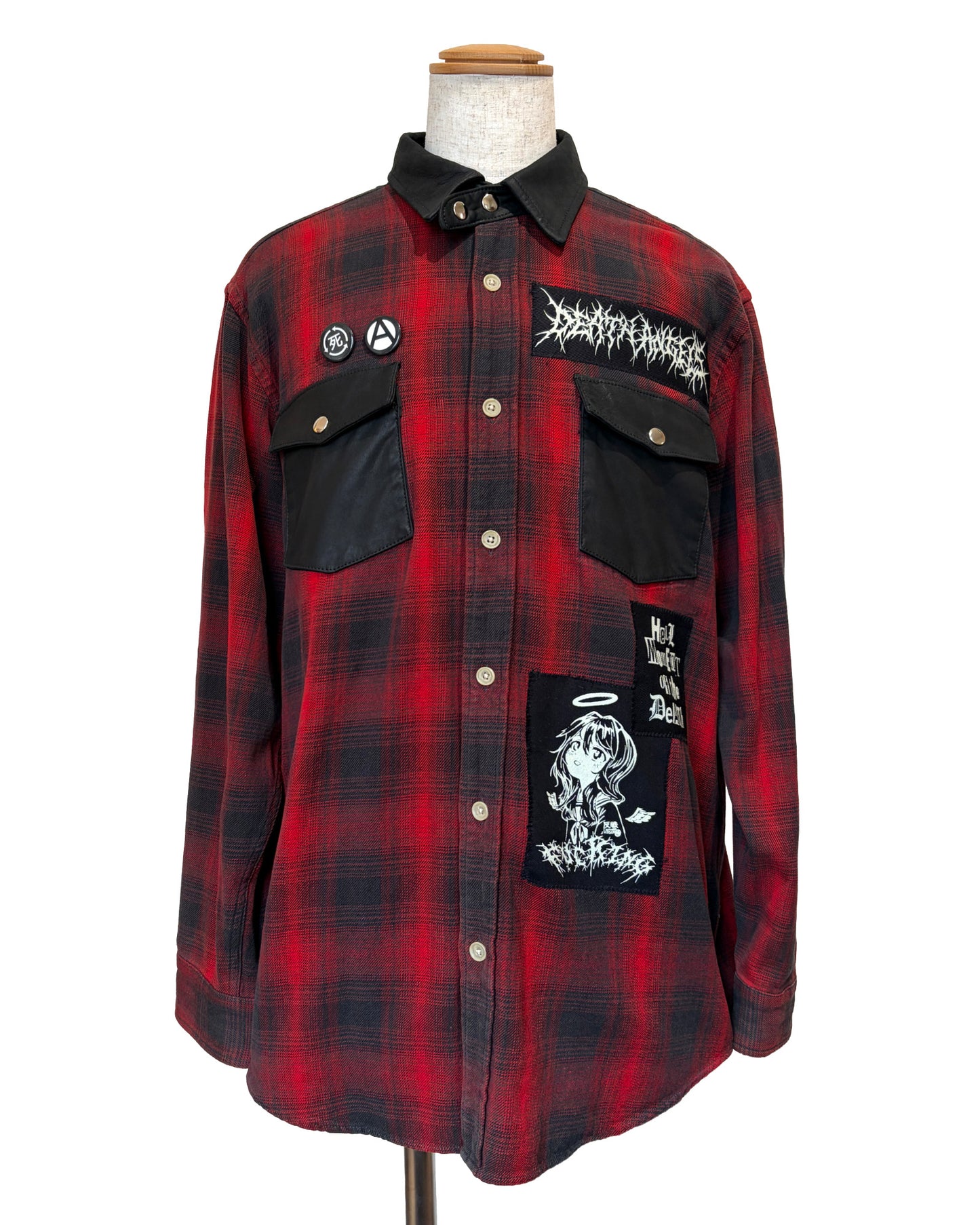 LEATHER MIX REMAKE CHECK NEL SHIRTS [No.2]