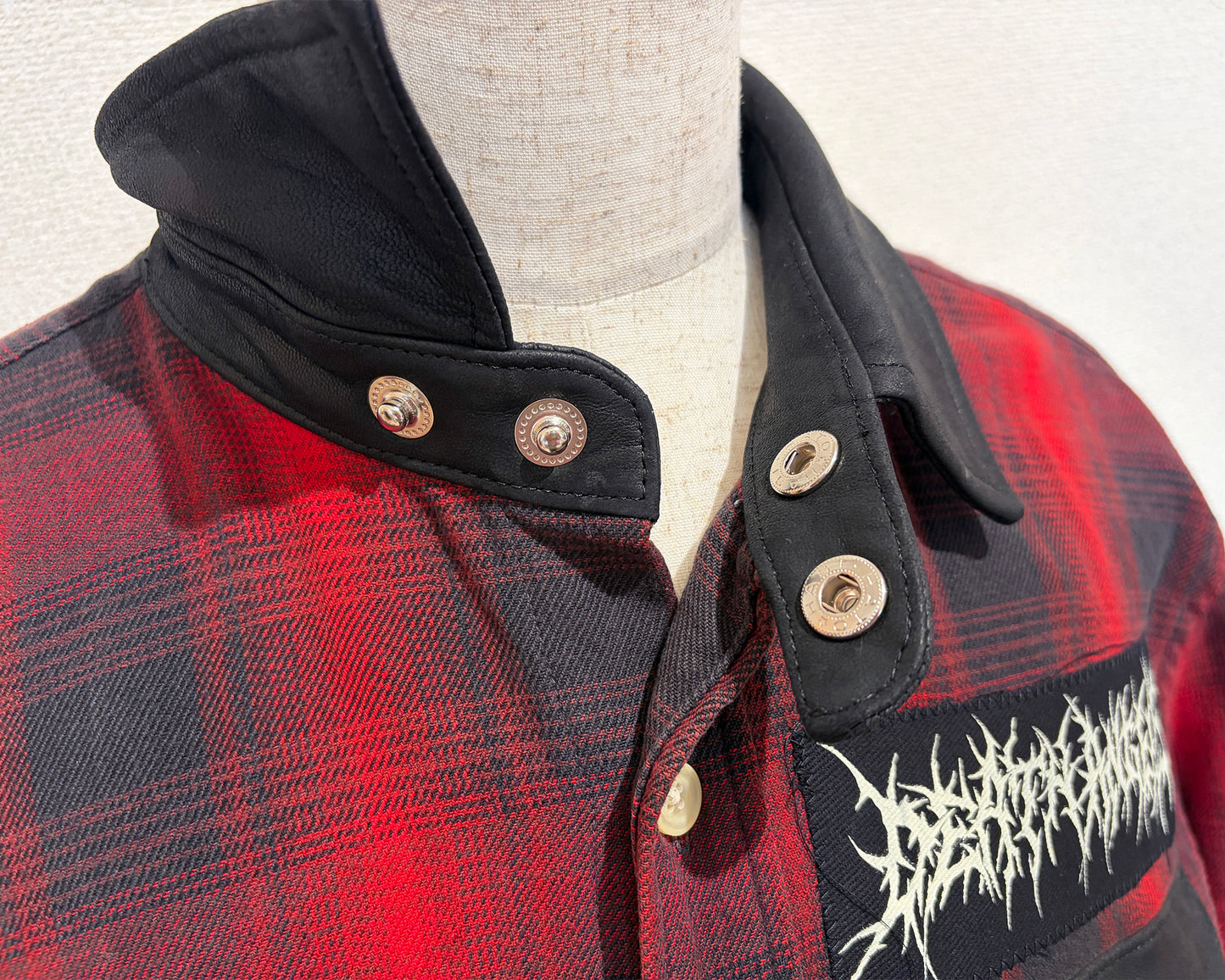 LEATHER MIX REMAKE CHECK NEL SHIRTS [No.2]
