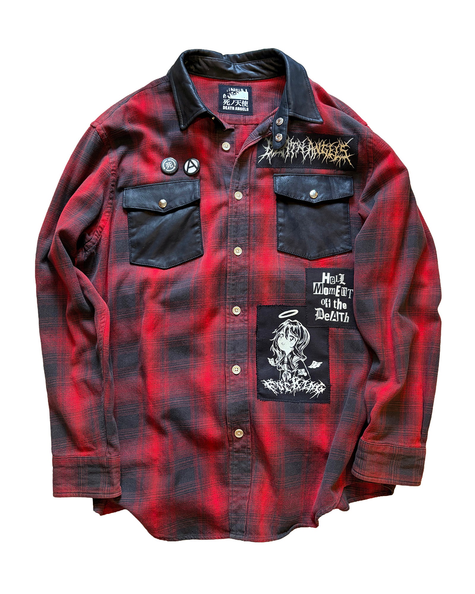 LEATHER MIX REMAKE CHECK NEL SHIRTS [No.2] – DEATH ANGELS